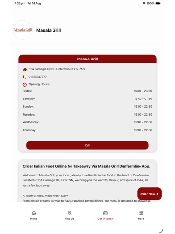 Masala Grill Dunfermline iPad screenshot
