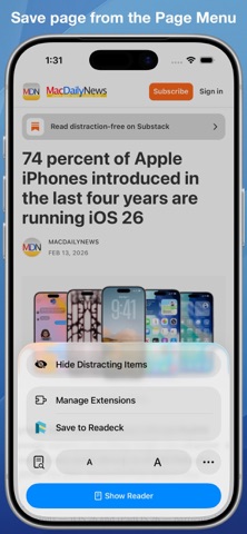 Save to Readeck iPhone screenshot