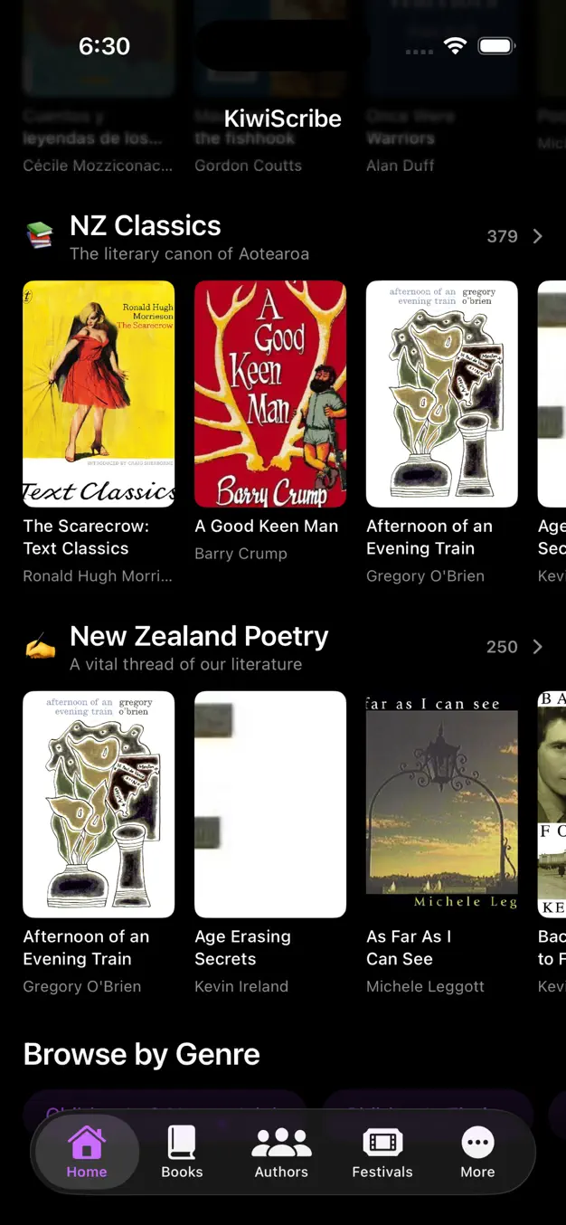 Browsing curated collections in KiwiScribe