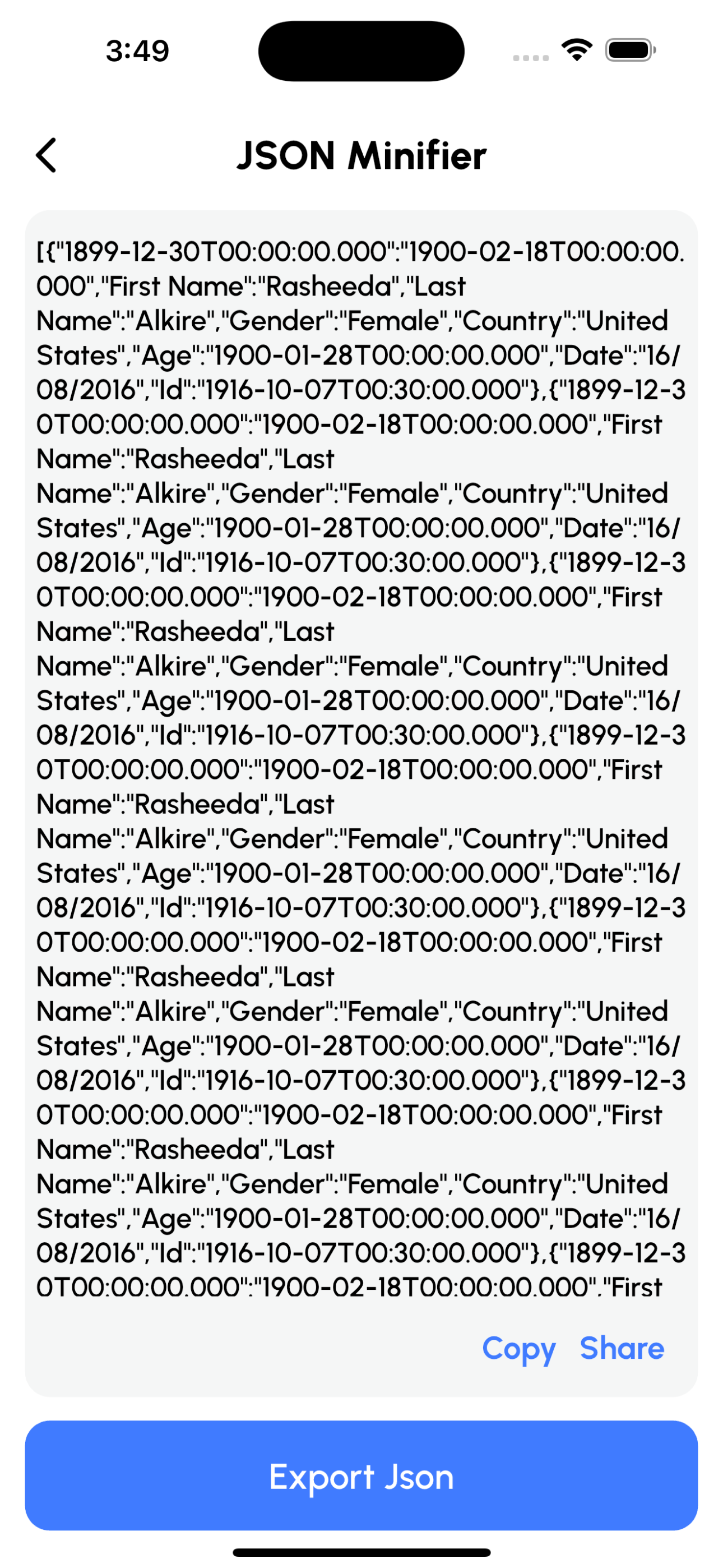 JSON Tools: XLSX CSV to JSON