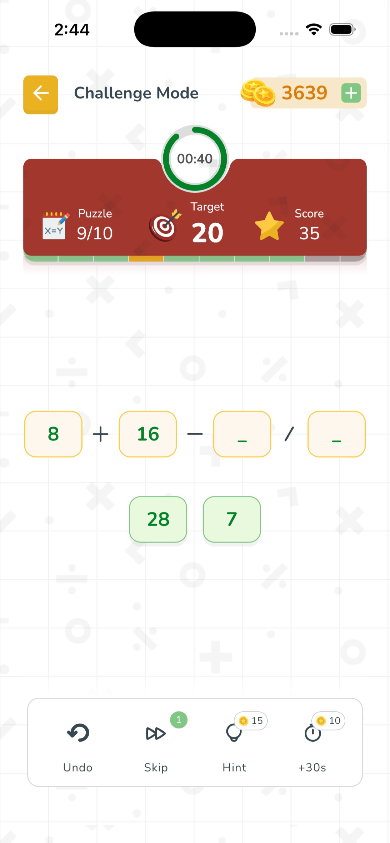 Reverse Math Puzzle