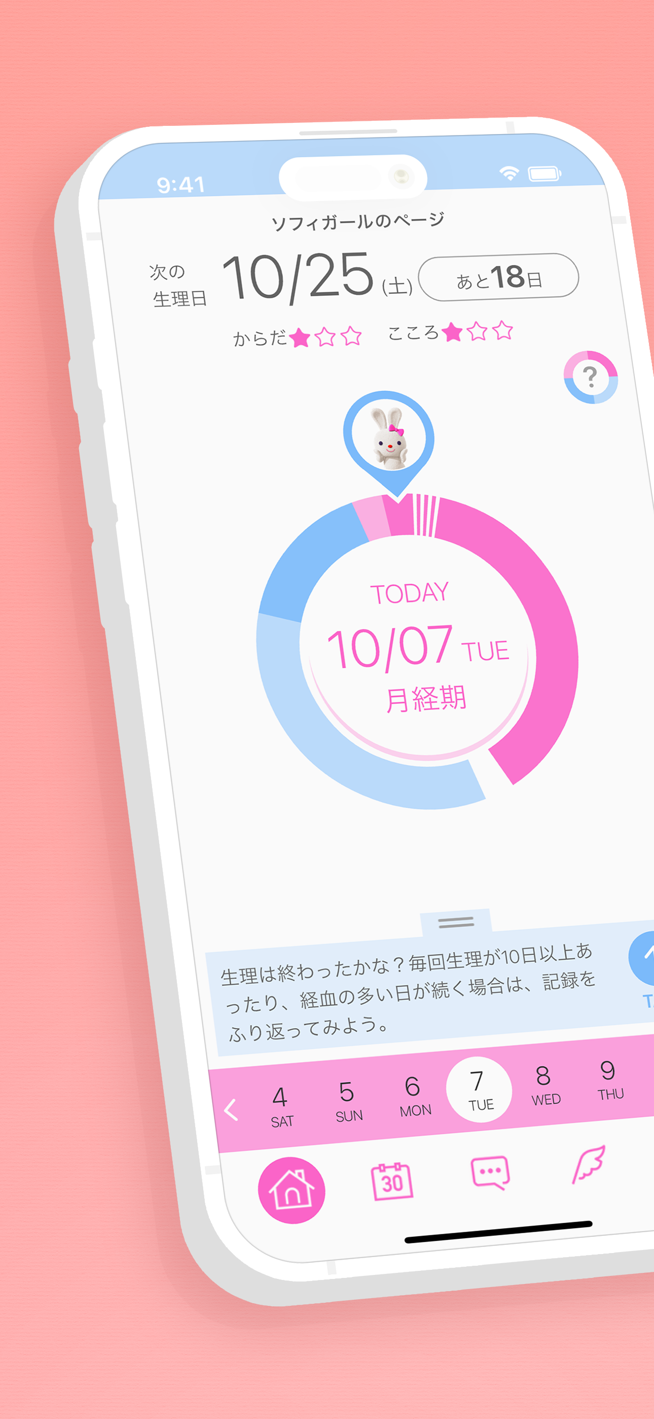ソフィガール 生理管理アプリで生理の周期を予測し体調管理