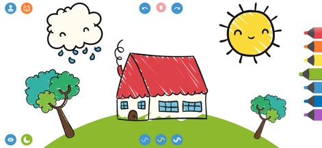 Drawing for Kids. Painting Pad - La aplicación ofrece un lienzo vibrante con dibujos de trazo infantil que animan la imaginación, realzado por una paleta de colores pastel diseñada para la protección visual.