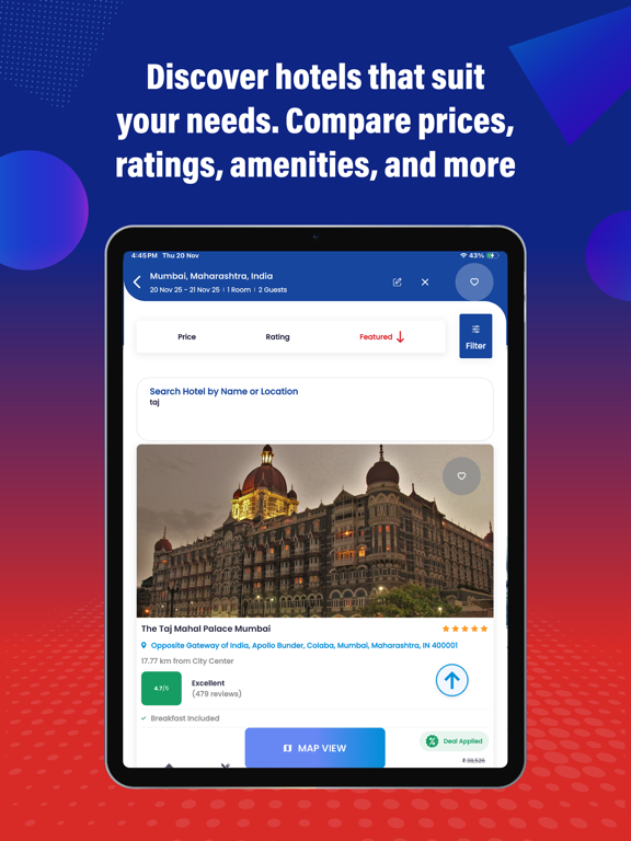 AkbarTravels: Flights & Hotels iPad screenshot 5 - Travel app