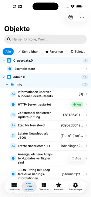 ioBroker Objects screenshot 2