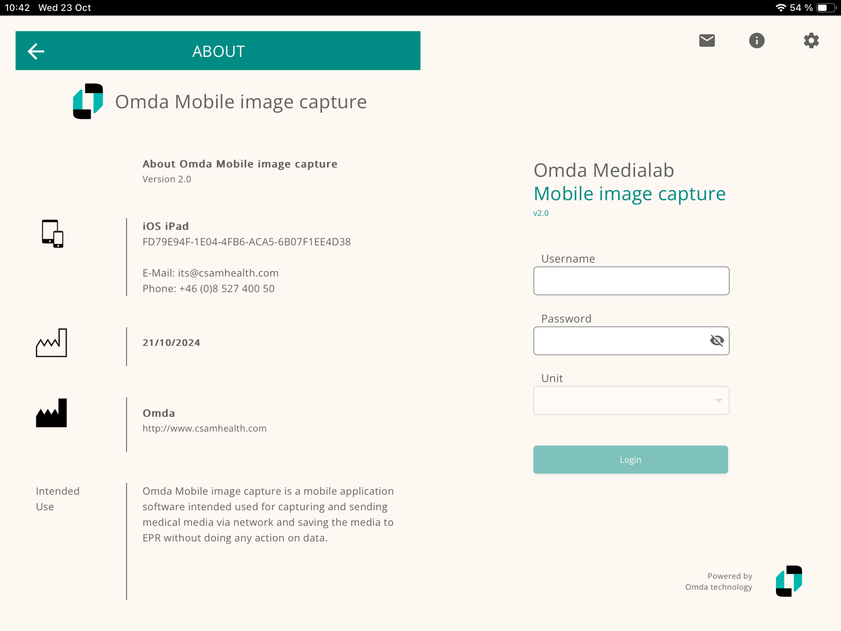 CIMA Omda Mobile image capture