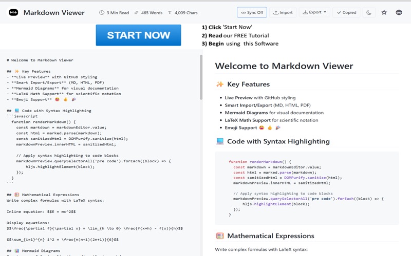 Markdown Viewer Offline app screenshot