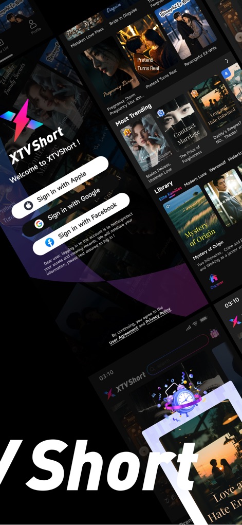 DraGo - Users can easily sign in with popular social accounts and explore a homepage featuring "Most Trending" and "Editor Favorites" drama categories.