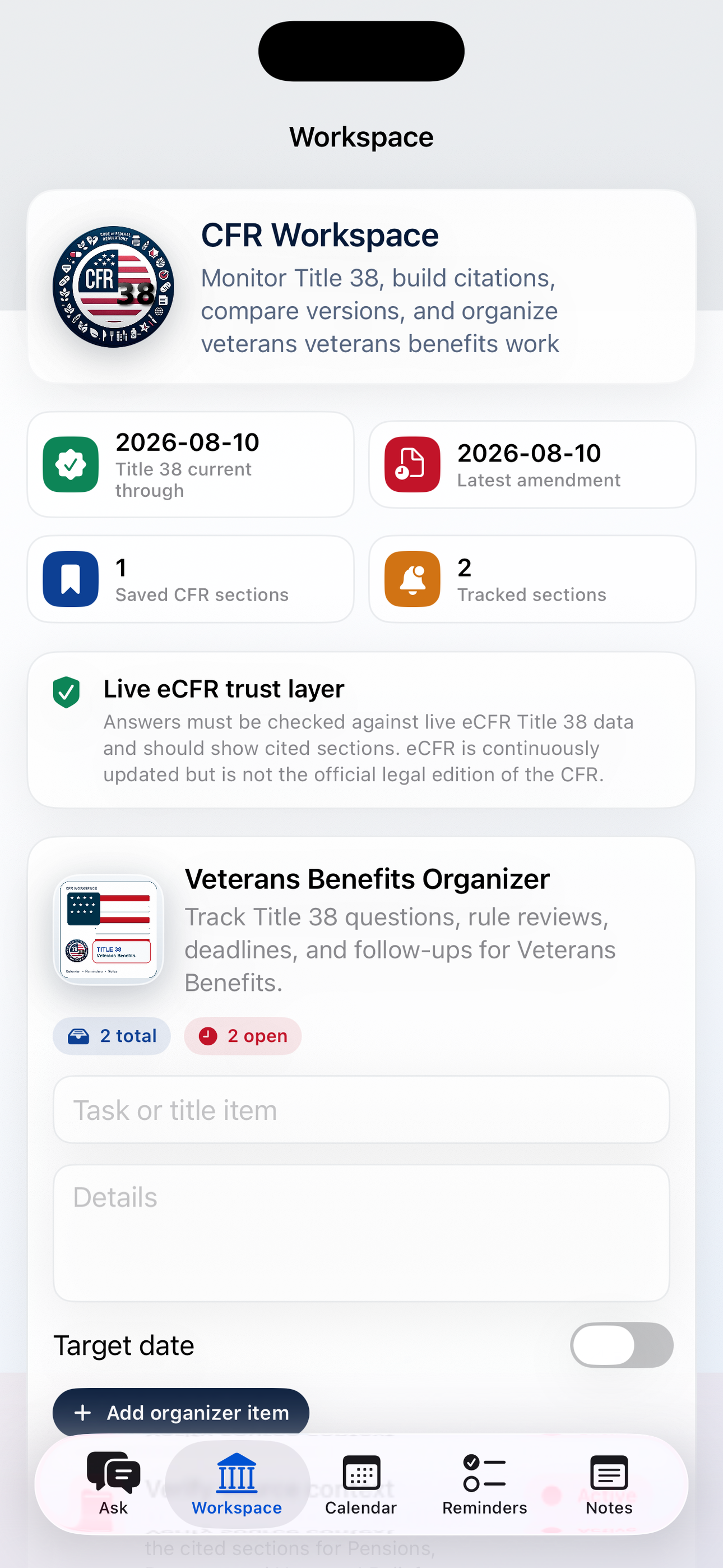 CFR AI - Title 38 screenshot 2