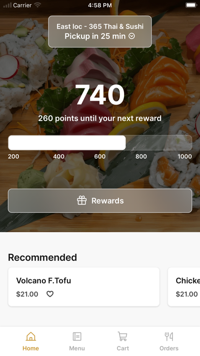 365 Thai & Sushi iPhone screenshot 1 - Food & Drink app