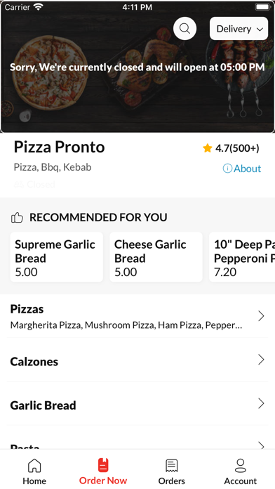 Pizza Pronto. Screenshot