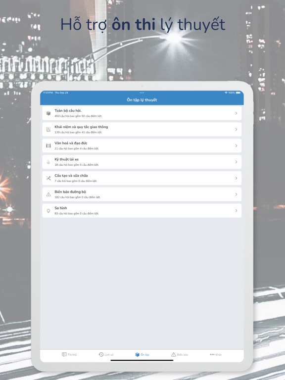 Bằng lái ô tô hạng B, C1, C iPad screenshot 6 - Education app