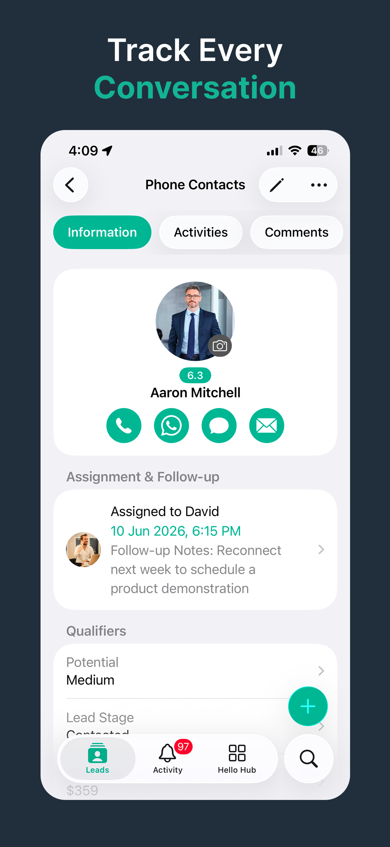HelloLeads CRM - Sales Tracker screenshot 3