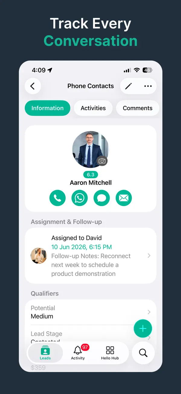 Screenshot #3 pour HelloLeads CRM: Suivi Ventes