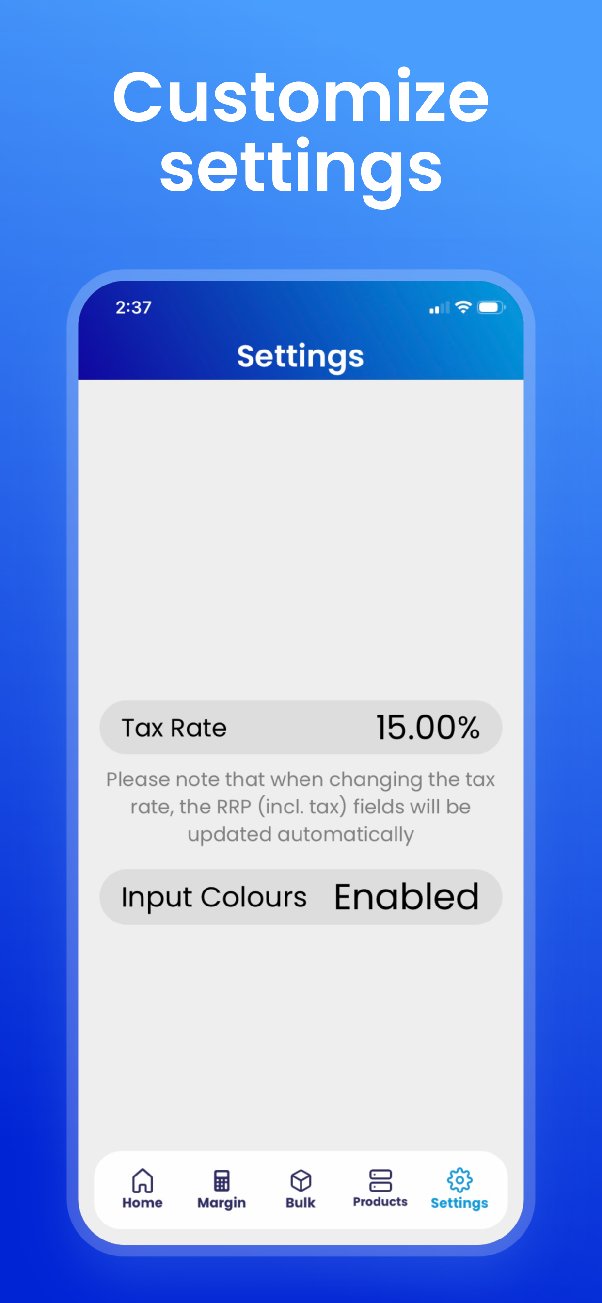 ieRetail Margin Calculator