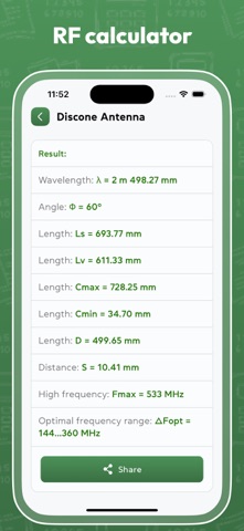 Dipole calculator iPhone screenshot