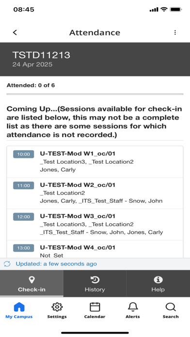 UWE Bristol MyAttendance Screenshot