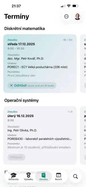 VŠB APP screenshot 4