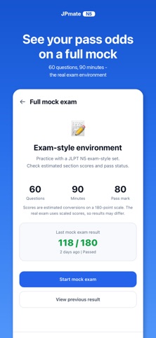 JLPT N5 Prep — JPmate iPhone screenshot