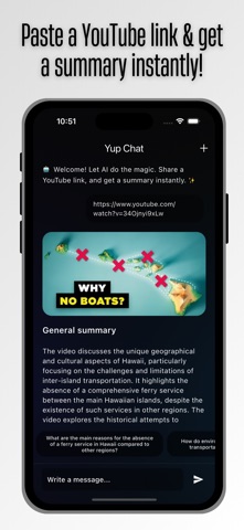 Yup Chat - AI Video Summaries iPhone screenshot