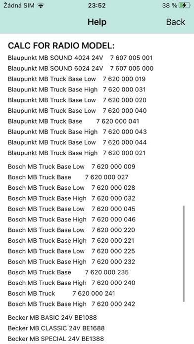 RADIO CODE for MERCEDES TRUCK Screenshot
