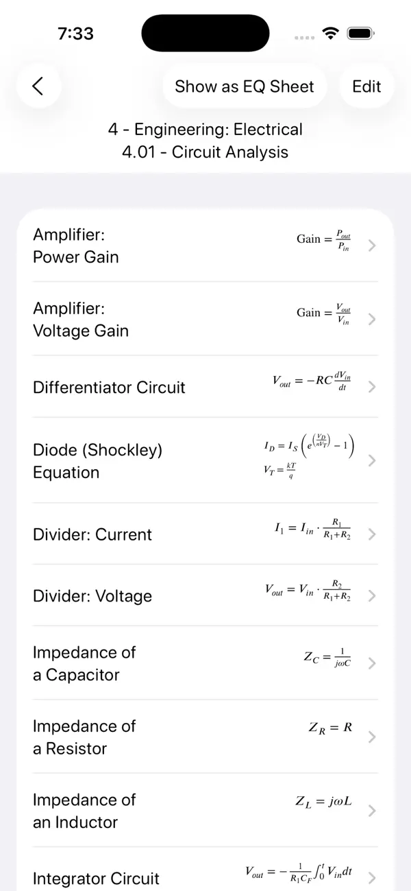 #4. Equation Sheets (iOS) 由: Josh's Software LLC