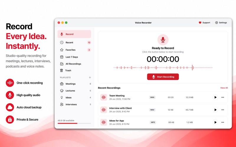 Voice Recorder : Audio Memo app screenshot