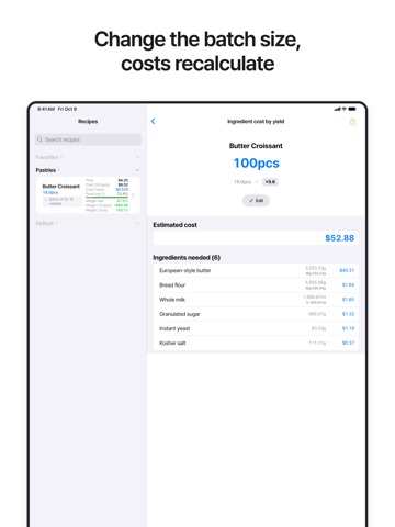 KitchenCost - Recipe Costing iPad screenshot 5