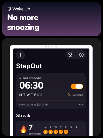 Stepout: Alarm & Wake Up iPad screenshot
