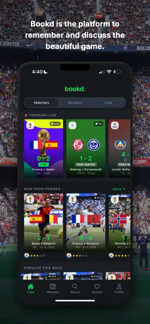 Bookd: The Social Football App screenshot 1