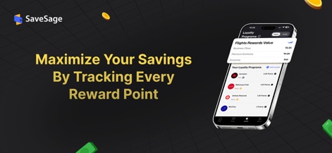 SaveSage®: Credit Card Points - The app offers a comprehensive overview of 'Loyalty Programs' like 'Maharaja Club' and 'AAdvantage,' along with a detailed breakdown of 'Flights Rewards Value' for various classes.
