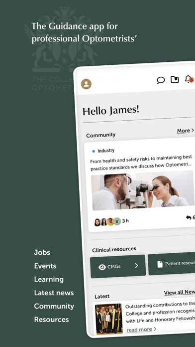 College of Optometrists Screenshot