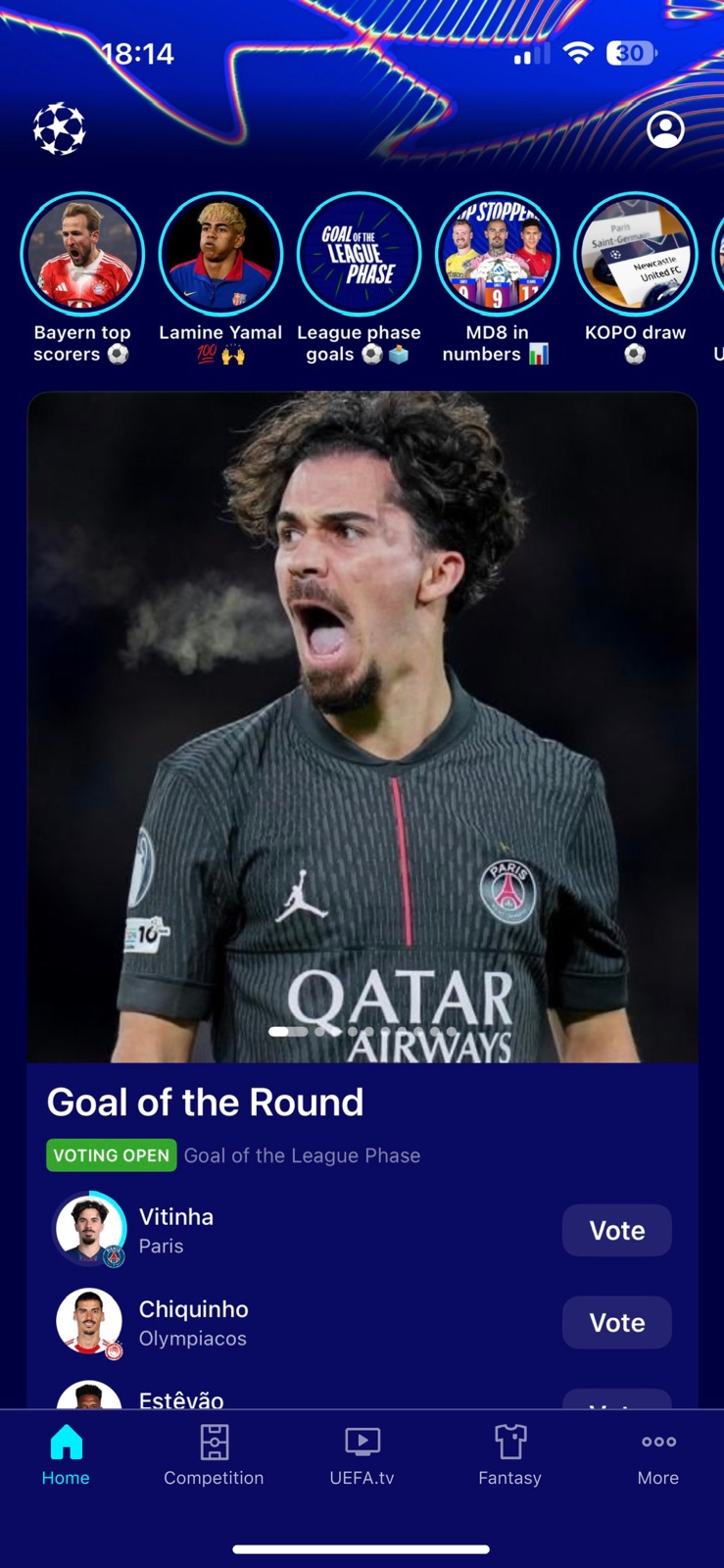 UEFA Champions League Official iphone screenshot 1