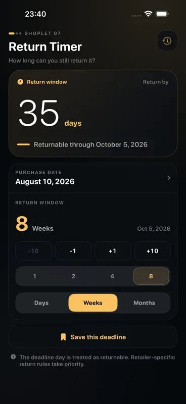 Return Deadline Tracker screenshot 5 of 5
