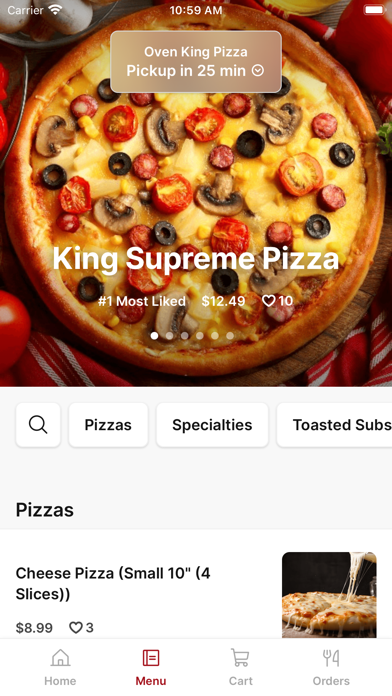 Oven King Pizza iPhone screenshot 2 - Food & Drink app