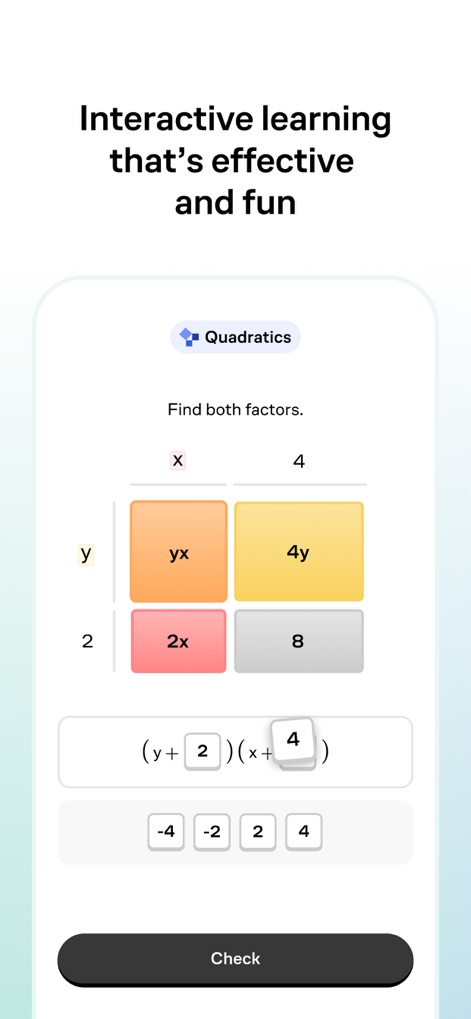 Brilliant: Learn by doing - Users engage with dynamic problem-solving through interactive input fields and multiple-choice options for immediate feedback.