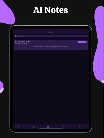 VoiceNoteX: Audio to Notes iPad screenshot