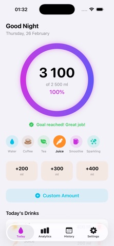 Drink Water Hydration Log App iPhone screenshot