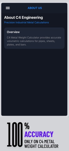 C4 Metal Weight Calculator iPhone screenshot