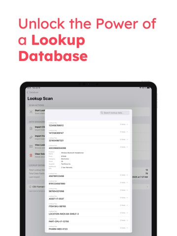 DataScan iPad screenshot