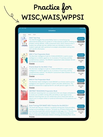 IQ Bookstore (WISC,WAIS,WPPSI) iPad screenshot