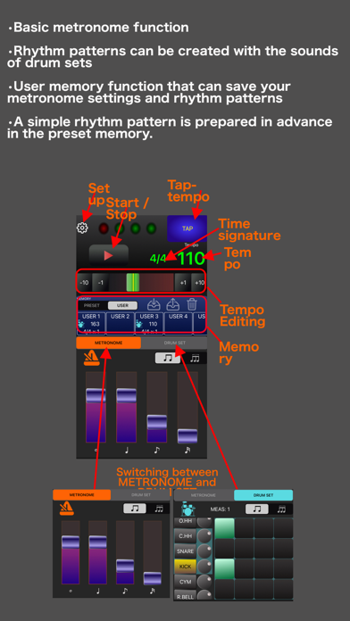 Metro'n Drums iPhone screenshot 3 - Music app