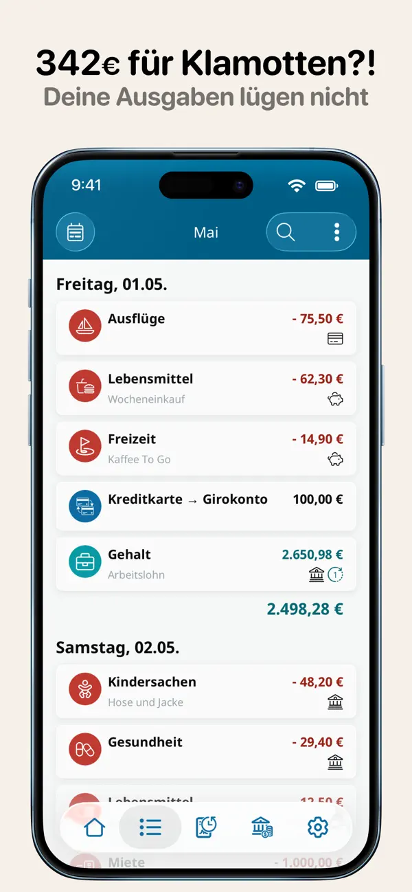 Haushaltsbuch MoneyControl iPhone App Screenshot 4 – Finanzen