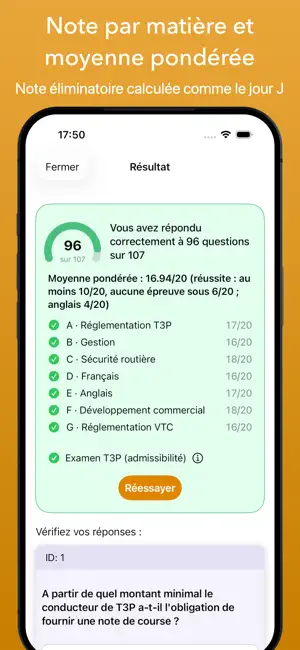 Examen VTC Taxi T3P CMA 2026 screenshot 3