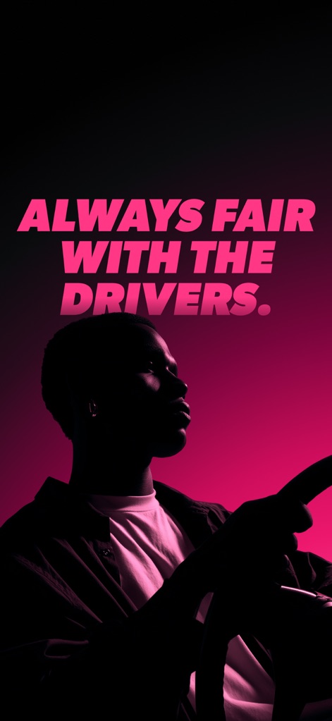 Heetch - Ride-Hailing App 24/7 - This image visually reinforces the platform's commitment to driver fairness, featuring a driver's silhouette and a clear message emphasizing equitable treatment.