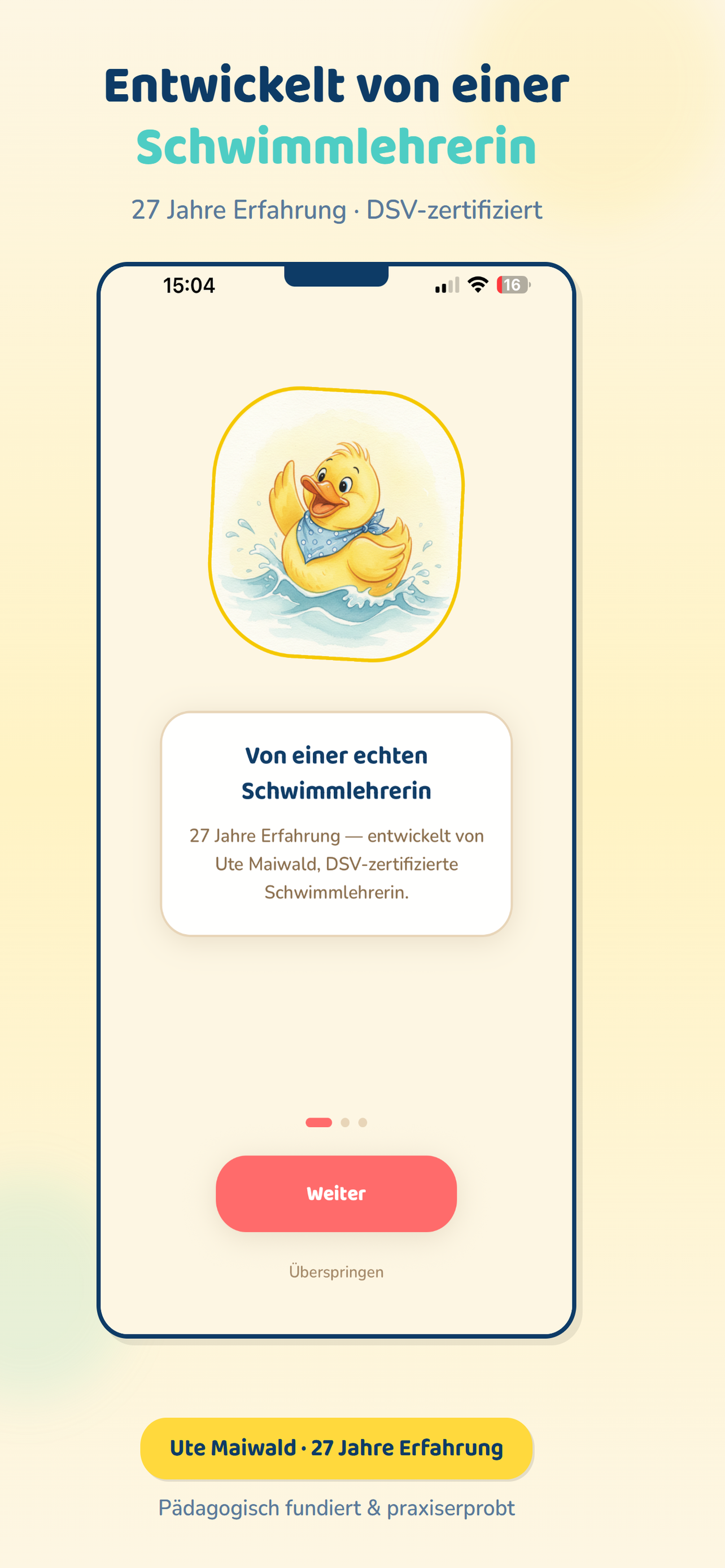 Kleine Flosse: Wassergewöhnung