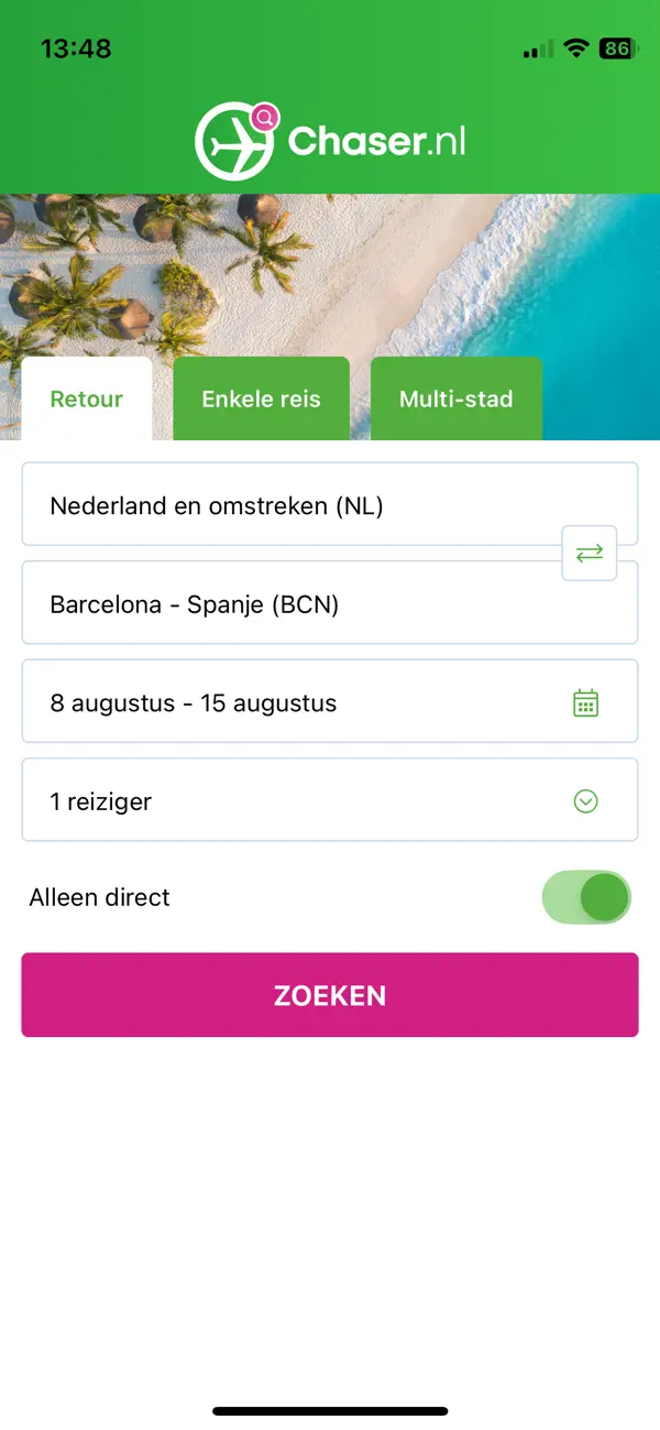 Screenshot #1 pour Chaser - vliegtickets