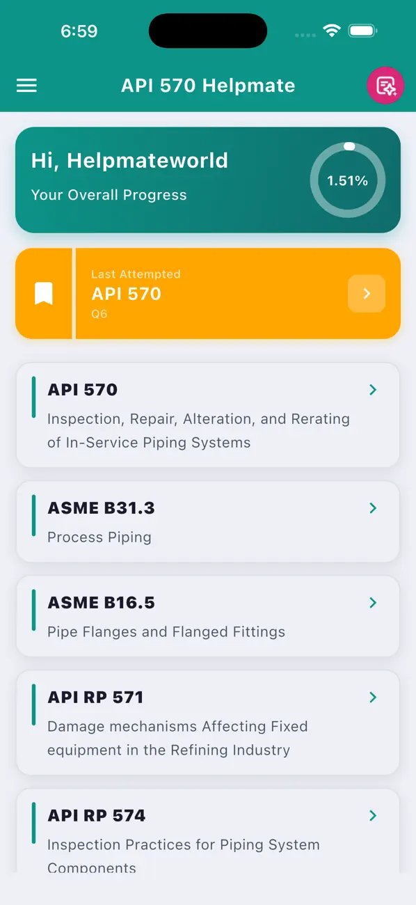 Screenshot #2 pour API 570 Helpmate