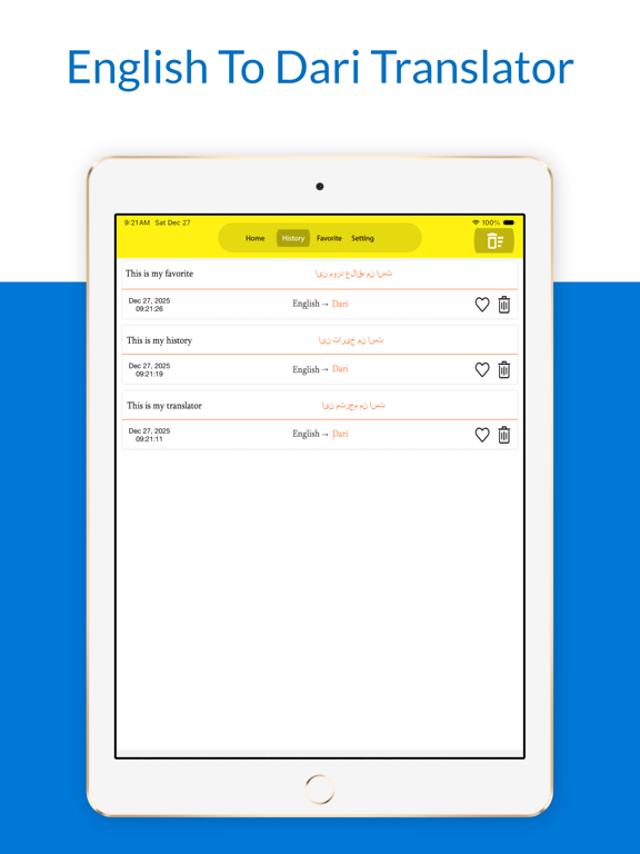 English To Dari Translator iPad screenshot