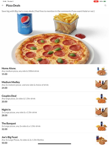 Big Joe's Pizza iPad screenshot